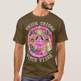 Thick Thighs Witch Vibes Halloween Witch Hex The P T-Shirt