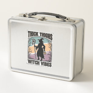 Thick Thighs Witch Vibes Vintage Halloween Tee_1 Metal Lunch Box