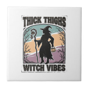 Thick Thighs Witch Vibes Vintage Halloween Tee_1 Tile