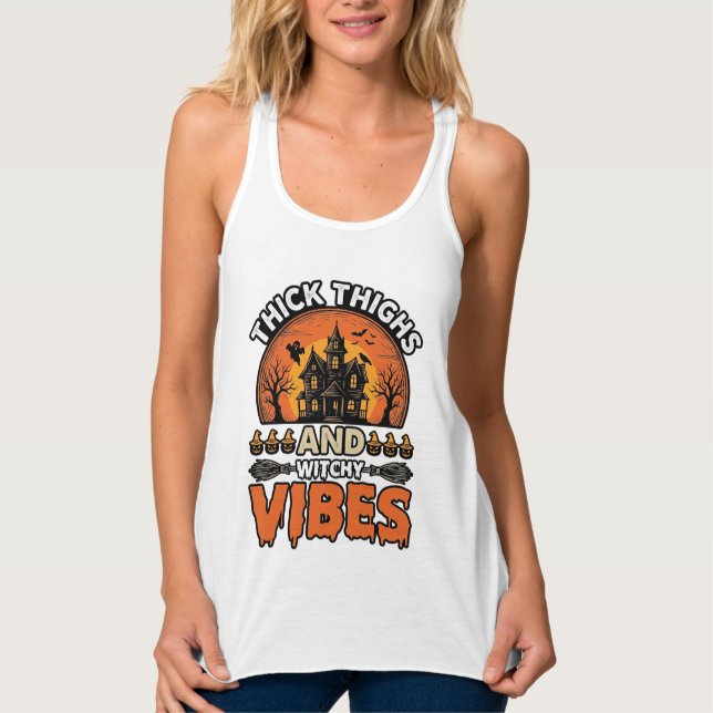 Thick Thighs Witchy Vibes Halloween Shirt Design_1 (Front)