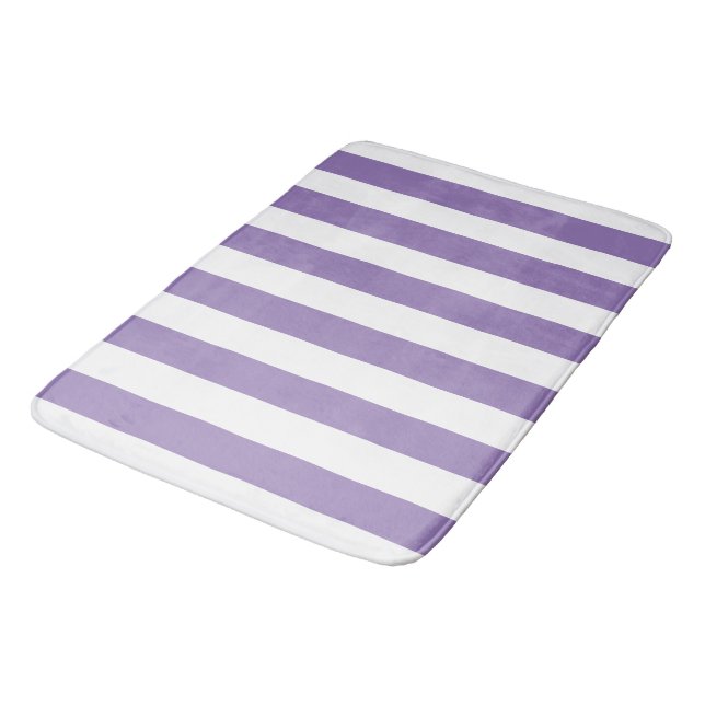 Thick Vertical Stripes Striped Lavender   Bath Mat (Angled)