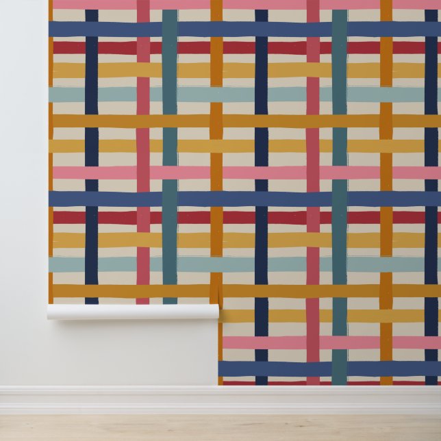 Thick Wobbly Plaid - Colorful Retro Summer Wallpaper (Application)