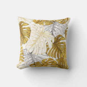 Thickets from a monstera plant. Image of golden an Cushion