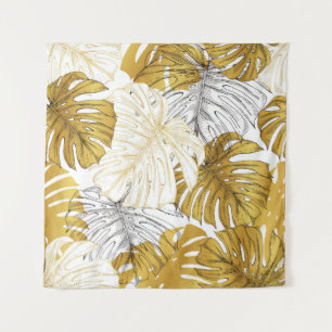 Thickets from a monstera plant. Image of golden an Tapestry