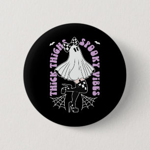 Thighs Spooky Vibes Cute Ghost Halloween Bats Bow  6 Cm Round Badge