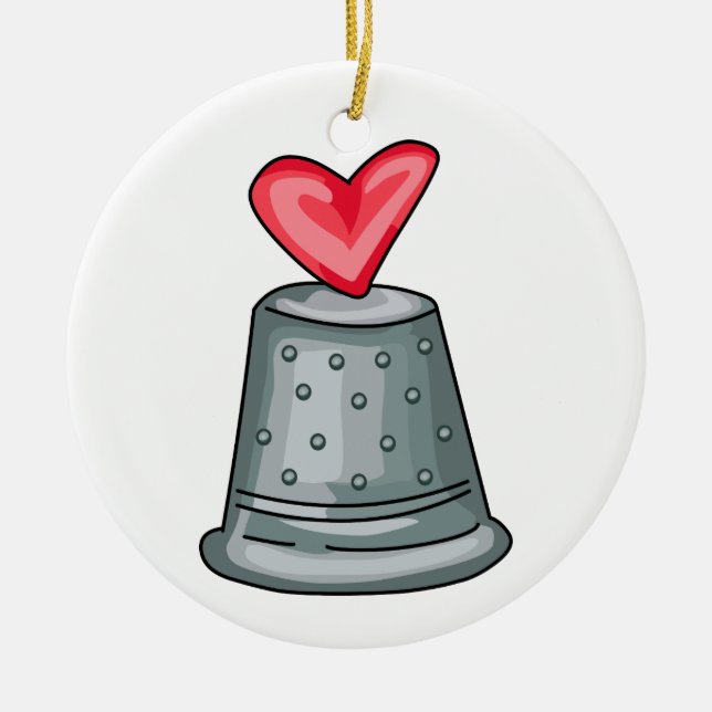 Thimble Heart Ceramic Tree Decoration (Front)
