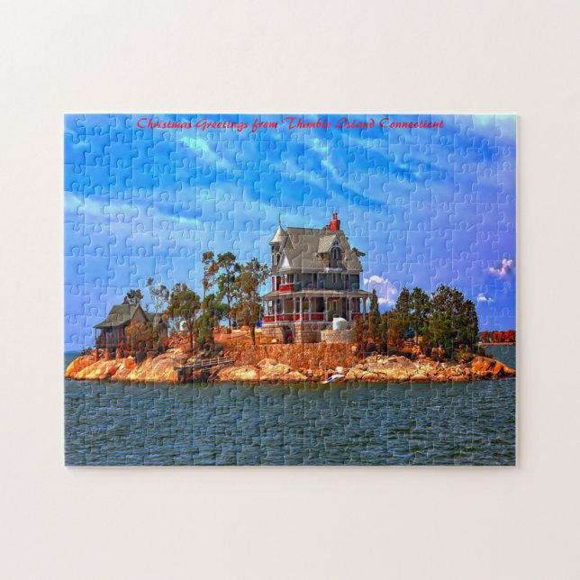 Thimble Island Connecticut. Christmas Greetings Jigsaw Puzzle (Horizontal)
