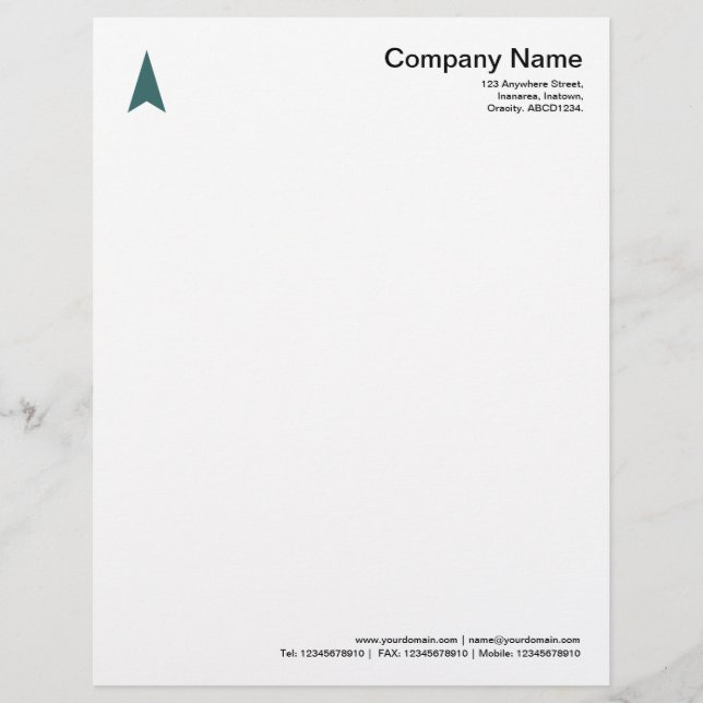 Thin Arrow - Moss Green Custom Letterhead (Front)