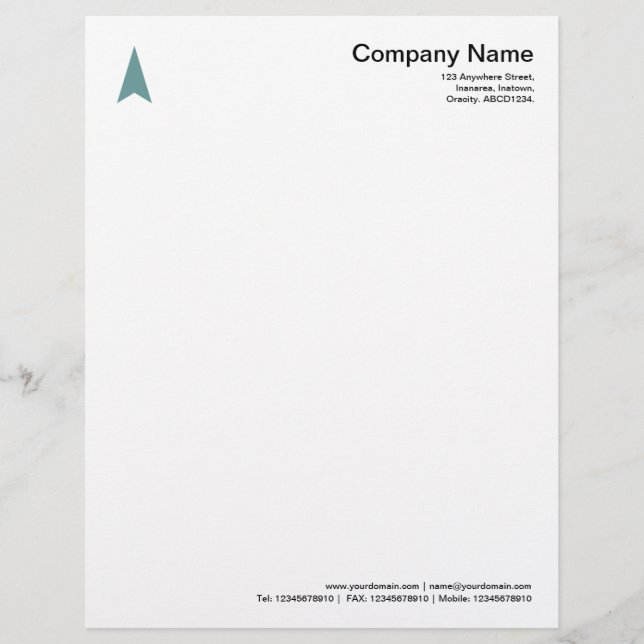 Thin Arrow - Ocean Green Customised Letterhead (Front)
