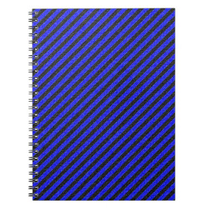 Thin Black and Blue Diagonal Stripes Notebook