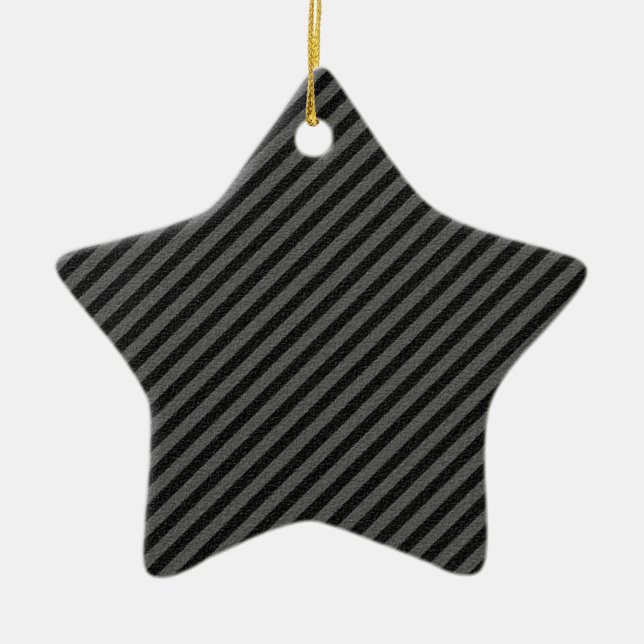 Thin Black and Grey Diagonal Stripes Ceramic Tree Decoration (Front)