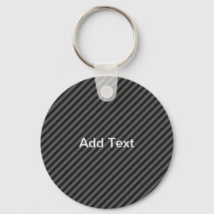 Thin Black and Grey Diagonal Stripes Key Ring