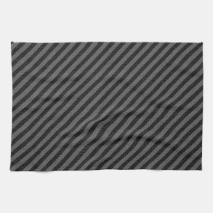 Thin Black and Grey Diagonal Stripes Tea Towel