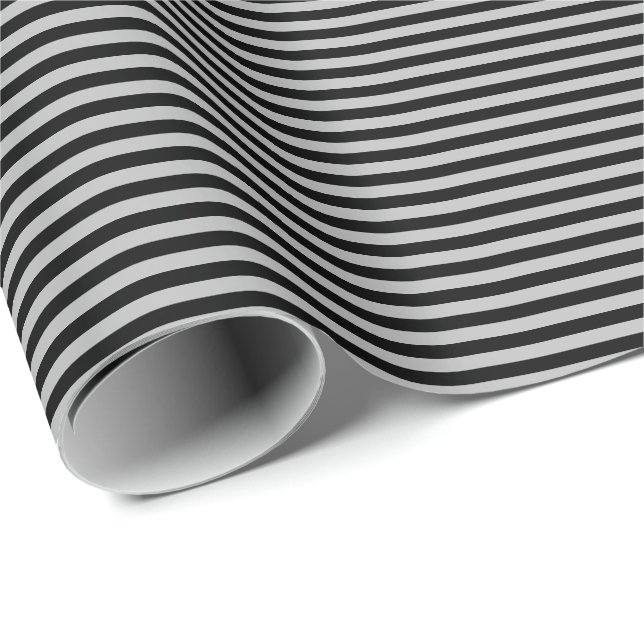 Thin Black and Grey Stripes Wrapping Paper (Roll Corner)