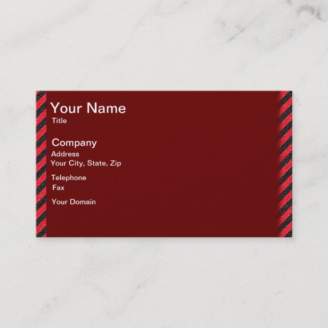 Thin Black and Red Diagonal Stripes Business Card (Front)