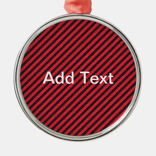 Thin Black and Red Diagonal Stripes Metal Tree Decoration (Front)