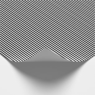 Thin Black and White Stripes Wrapping Paper