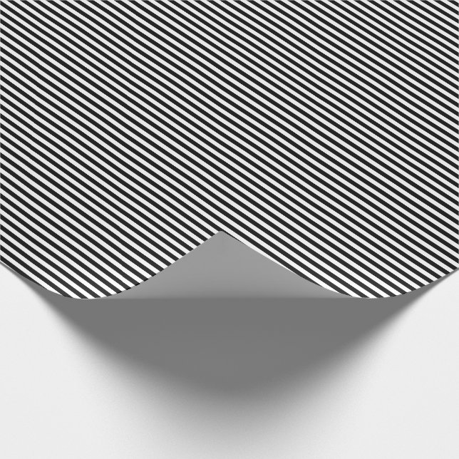 Thin Black and White Stripes Wrapping Paper (Corner)