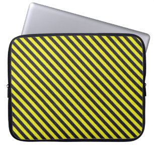 Thin Black and Yellow Diagonal Stripes Laptop Sleeve