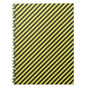 Thin Black and Yellow Diagonal Stripes Spiral Notebook