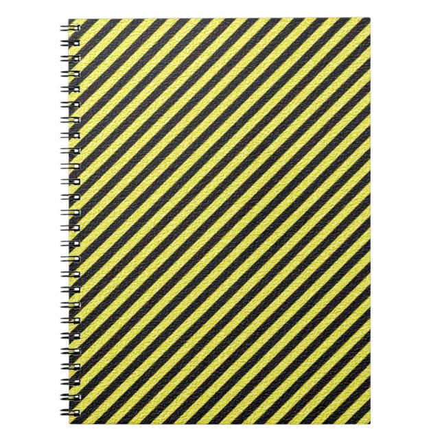 Thin Black and Yellow Diagonal Stripes Spiral Notebook (Front)