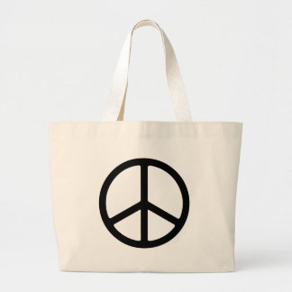 Thin Black Peace Symbol Large Tote Bag