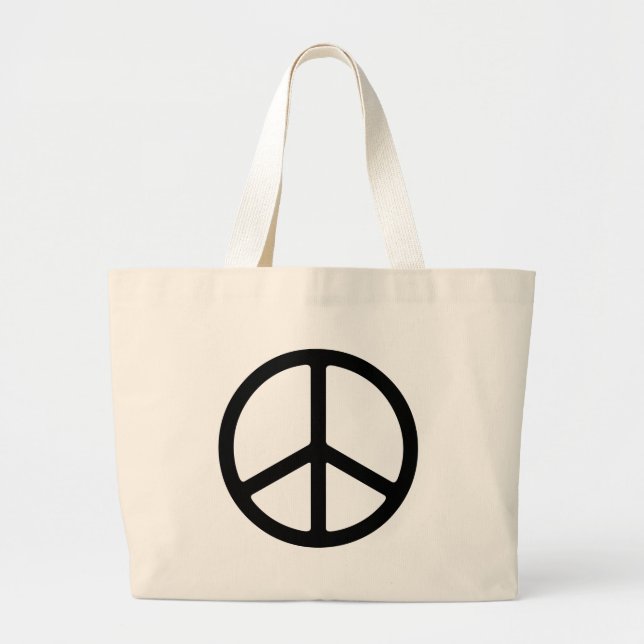 Thin Black Peace Symbol Large Tote Bag (Front)