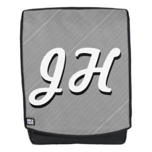 Thin Black & White Stripes Retro-Styled Initials Backpack