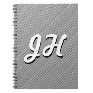 Thin Black & White Stripes Retro-Styled Initials Notebook