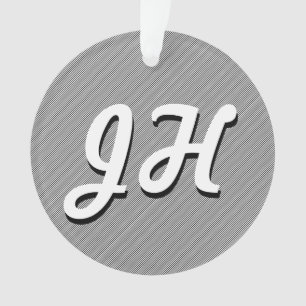 Thin Black & White Stripes   Retro-Styled Initials Ornament