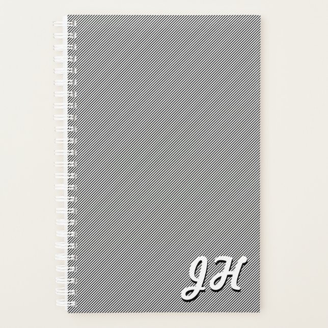 Thin Black & White Stripes | Retro-Styled Initials Planner (Front)