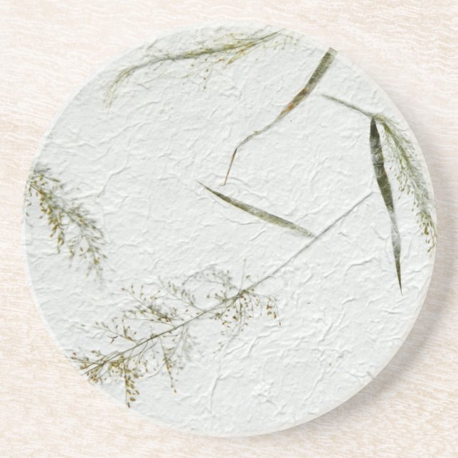 Thin blades of grass Japanese rice paper Coaster (Front)