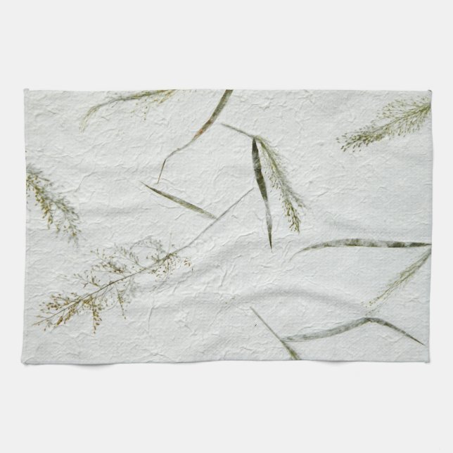 Thin blades of grass Japanese rice paper Tea Towel (Horizontal)
