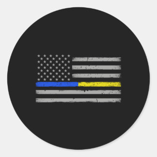 Thin Blue Gold Line Dispatcher Police Officer Classic Round Sticker