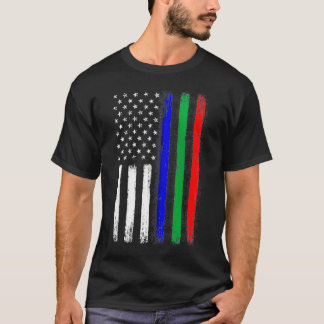 Thin Blue Green Red Line Flag, Police Firefighter  T-Shirt