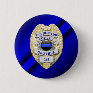 Thin Blue Line 6 Cm Round Badge