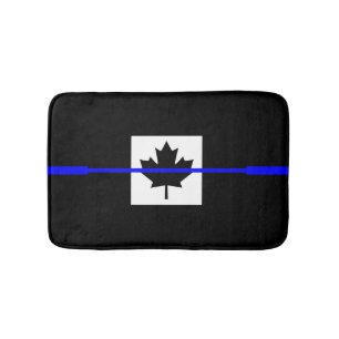 Thin Blue Line Accent on Canadian Flag Bath Mat