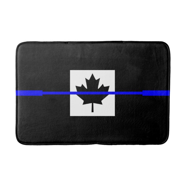 Thin Blue Line Accent on Canadian Flag Bath Mat (Front)