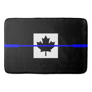 Thin Blue Line Accent on Canadian Flag Bath Mat