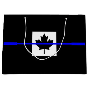 Thin Blue Line Accent on Canadian Flag Large Gift Bag