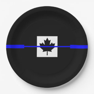 Thin Blue Line Accent on Canadian Flag Paper Plate