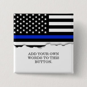 Thin Blue Line American Flag 15 Cm Square Badge