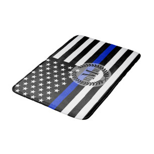 Thin Blue Line American Flag Bath Mat