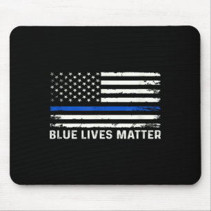 Thin Blue Line American Flag Blue Lives Police Mouse Pad