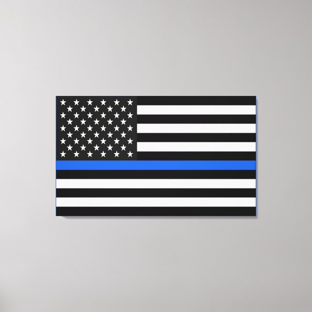 Thin Blue Line American Flag Canvas Print (Front)