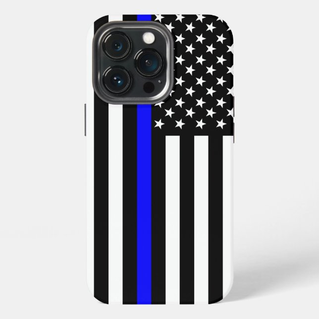 Thin Blue Line American Flag Decor iPhone Case (Back)