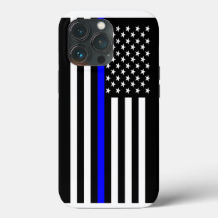Thin Blue Line American Flag Decor iPhone 13 Pro Case