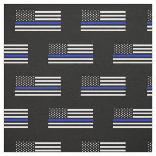Thin Blue Line American Flag Fabric