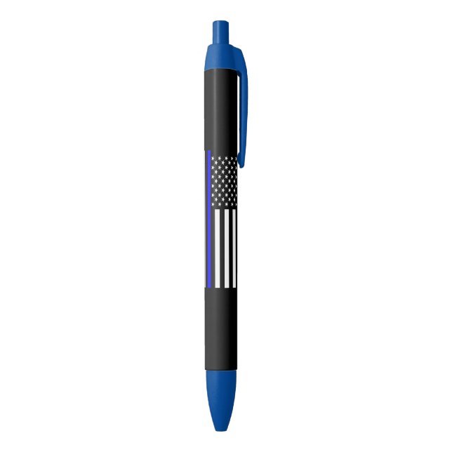 Thin Blue Line American Flag graphic on a Ink Pen (Bottom (Vertical))