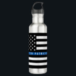 Thin Blue Line American Flag Monogram 710 Ml Water Bottle<br><div class="desc">This water bottle is the perfect choice for sports activities . The design features a black and white American flag with a police blue stripe in the centre and a name for you to personalise in a modern white typography. The perfect choice for law enforcement.</div>